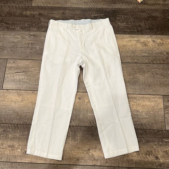 Faconnable Men's Linen Blend Lined Cropped Chino Pant White Size 33x27 - Picture 1 of 13